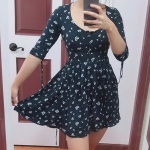 HOLLISTER Navy Blue Floral-Print Dress